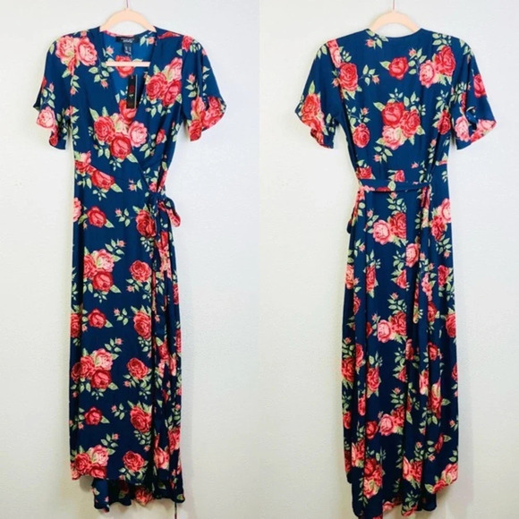 STREETWEAR SOCIETY Floral Wrap Dress‎ Size Medium - Picture 1 of 5